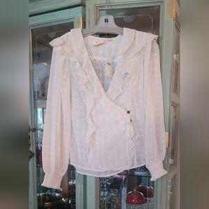 Maeve delicate white cream long sleeves blouse.